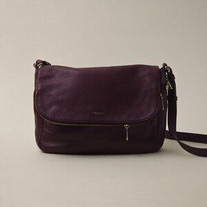 Red Real Leather Fossil Cross Body Arm Bag with Adjustable Strap l Rare Find